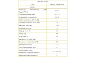 CELSIUS COMBI 29-34 34KW SZILÁRD TÜZELÉSŰ KAZÁN