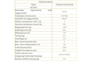 CELSIUS COMBI 45-50 50KW SZILÁRD TÜZELÉSŰ KAZÁN